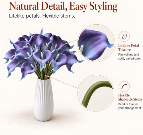 Mandy's 20pcs Purple Calla Lily Artificial Flowers - Image 4