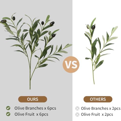 Leftover 6PCS 18Inch Faux Olive Branches for Vase Realistic,Artificial Olive Tree Branches,Fake Plants,Greenery Stems,Eucalyptus Stems,Green Leaves for Centerpieces Decoration,Home Decor,Table Decor - Image 4