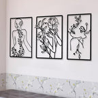 CHENGU 3 Pieces Metal Minimalist Abstract Woman Wall Art Line Drawing Wall Art Decor Single Line Female Home Hanging for Kitchen Bathroom Living Room by CHENGU