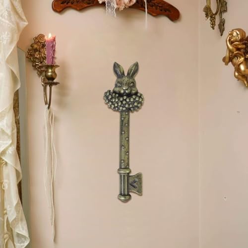 Esvinte Vintage Wall Sculpture Bronze Gold Key Wall Decor Antique Decoration Pediment Hallway Art Statue for Living Room Office Bedroom Gallery,Handmade Gift,A Whimsical Art Piece with Intricate Textures (Brassy Rabbit Head) - Image 6