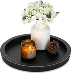 Hanobe Wooden Tray for Coffee Table: Candle Holder Plate Black Round Decorative Serving Tray - Vintage Table Centerpiece Rustic Farmhouse Home Decor by Hanobe