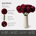 Mandy's 12pcs Artificial Burgundy Ball Chrysanthemum Flowers - Image 4
