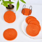 ABenkle 8 Pcs Drink Coasters with Holder, Cotton Woven Absorbent Coasters for Drinks, Minimalist Home Decor Coaster Set for Wooden Tabletop Protection Table, 4.3 inches - Image 7
