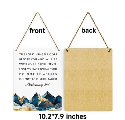 BELLOWDEER Inspirational Decor Deuteronomy 31:8 Christian Gifts Bible Verse Wall Art Scripture Wooden Hanging Sign for Modern Home Office Bathroom Bedroom Wall Art Decoration 8 x 10 Inches - Image 7