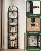 CHOEZON 6-Tier Corner Shelf, Industrial Corner Bookshelf, 71.2" Display Storage Stand, Plant Stand Display Shelf, Tall Bookcase for Bedroom, Living Room, Home Office, Black TCJ11BB - Image 6