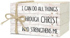 Decorative Books for Home Decor, Wood Book Stack for Table Decor, I Can Do All Things Through Christ Who Strengthens Me Decoration Books for Office Shelf, Farmhouse Stacked Books Decoration (L74) by Ycyfckdr