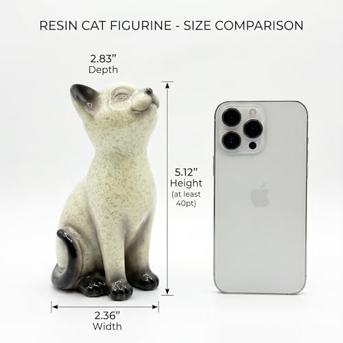 Speckled Resin Cat Figurine, Glossy Sitting Cat Statue, Cream and Black Decorative Cat Sculpture for Bookshelf, Desk, Shelf, Tabletop, Living Room, Office, Bedroom Decor, Gift for Cat Lovers (Cat) - Image 6