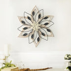 Whitewash Flower Wall Decor,Metal Wood Rustic Farmhouse Wall Art 13.5 inch - Image 2