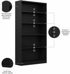 Bush Home Tall 5 Shelf Bookcase, 5 Tier Bookshelf Storage Cabinet - Image 4