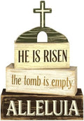 Easter Decorations - He Is Risen Tomb Cross Tiered Tray Decor - Religious Easter Wooden Tabletop Sign - Faith Farmhouse Easter Home Decor Indoor - Spring Home Decor for Living Room, Kitchen Counter, Seasonal Farmhouse Display by Unknown