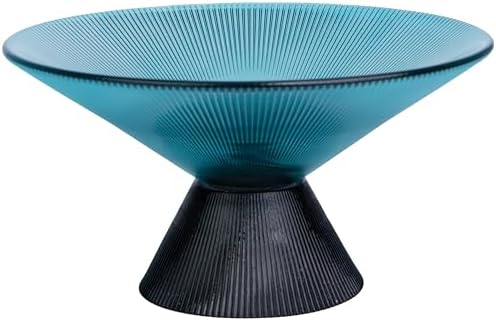 Tapered Glass Decorative Bowl (Green), 9.8 Inches Handblown Glass Bowl with Modern Two-Tone Cone Shape,Decorative Fruit Bowl for Home Decor, Table Centerpiece, Kitchen Island, and Dining Decor by Unknown