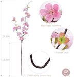 Artificial Cherry Blossom Branches 27.6In Silk Cherry Blossom Branches Long Stem Artificial Flowers for Tall Vase, for Home Decor, Weddings Decor, Parties & Festival Gifts 8PCS ，Pinkish White - Image 2