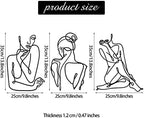 Photect 3 Pcs Metal Wall Art Minimalist Woman Line Decor, Modern, Black - Image 3