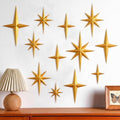 Blulu 12 Pcs Mid Century Modern Decoration Mcm Retro 3D Starburst Art Wall Sculpture, Plastic 8 Pointed Atomic Star Vintage Celestial Whimsigoth Accent for Home Office Room Decor (Gold) by Blulu