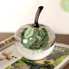 Glass Fruit Apple Statues Home Decor Modern Style Figurine Decorative Ornaments for Living Room, Shelf Decor, Office Desktop, Cabinets(Green Apple Ornament) - Image 2