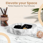 FNTSTICGOODS Marble Decorative Bowl - 7.5" White/Grey Solid Marble Centerpiece - Handmade Stone Fruit Bowl - Catch-All or Key Bowl for Kitchen - Modern Minimalist Decor - Image 6