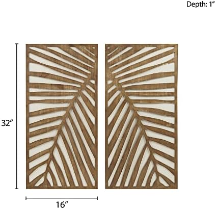 Madison Park Wall Décor for Living Room - Birch Palms Botanical Two-Tone, Home Accent Modern Kitchen Dining Decoration, Ready to Hang 2-Piece Wood Panel Set for Bedroom, 16"W x 32"H, Dark Palm - Image 6