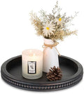 Hanobe Round Decorative Tray with Beaded Edge, Distressed Dark Brown Finish by Hanobe