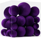 Velvet Christmas Ball Ornaments - 30pcs Flocked Christmas Ornaments Set Shatterproof Classic Hanging Xmas Tree Decorations with Rope for Wreath Holiday Home Decor (Purple) by Unknown