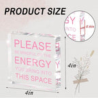 Please Be Mindful of The Energy Desk Sign - 4x4 Inch Pink Acrylic Office Decor for Women, Therapist Room Decor, Positive Workspace Sign, Calm Office Accessories & Wellness Gift - Image 2