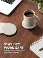 Fluxynara Felt Coasters with Holder, Set of 8 for Drinks, Oatmeal - Image 4