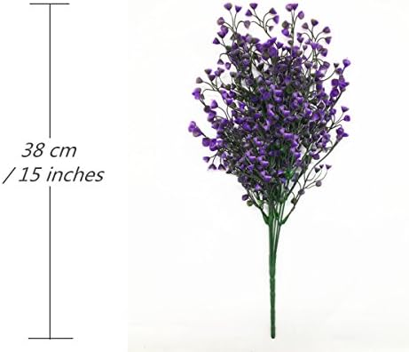 CATTREE Artificial Plants Shrubs Bushes, Plastic Fake Flowers Wedding Indoor Outdoor Home Garden Verandah Kitchen Office Table Centerpieces Arrangements Christmas Decoration - Deep Purple 4 pcs - Image 2