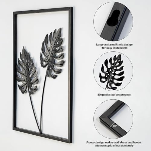 4PCS Black Metal Wall Art Frame Decor for Livingroom, Ginkgo Theme, 15.7x11 - Image 6
