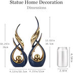 2 PCS Blue Gold Ceramic Statues For Home Decor Accents, Modern Abstract Art Sculptures, Elegant Tabletop Decorative Objects For Dining Room, Entryway, Tv Stand, Mantel, Coffee Table Centerpieces - Image 2