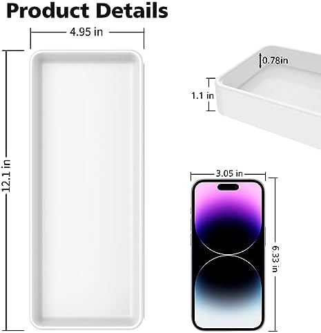 Gurygo 12" Countertop and Vanity Tray - Kitchen Tray for Soap Bottles - Rectangular Vanity Tray for Bathroom - Vanity Trays for Bathroom - Kitchen Soap Dispenser Tray,White - Image 3