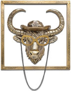 JJALIGHTS Exquisite Resin Animal Head Wall Sculpture (Gift Metal Frame) - Imitation Copper Vintage Decor for Living Room, Bedroom & Office | Decorative Wall Hanging Art (Bison) by JJALIGHTS