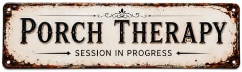 Porch Therapy Session in Progress Metal Sign, 16” x 4”, Vintage Rustic Front Porch Decor, Farmhouse Outdoor Metal Wall Sign for Porch, Patio, Entryway & Porch Decorations by Unknown