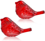 2 Pack 3" Red Glass Bird Figurine Blown Glass Birds Gifts for Animal Lovers by HDHYALINEDORA