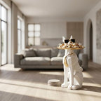 Geometric Dog Sculpture Animal Side Table with Tray and Tissue Box(White) - Image 5