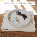 Decorative Concrete Tray & Book Decor Set - Scalloped Tray & Linen Box - Image 5