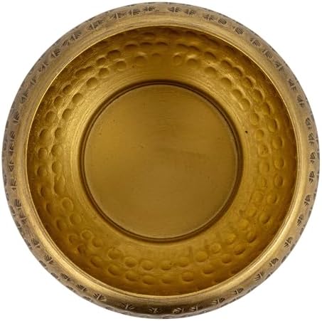 Creative Co-Op Round Hammered Metal Container with Butterfly Finial, Brass Finish - Image 3