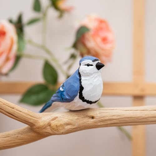Handmade Wooden Blue Jay Bird Figurine – Backyard Blue Jay Home Decor, Cute Jay Knick-Knack for Bird Lovers, Unique Gift for Women, Mom, Friends – Rustic Nature Home Ornament - Image 2