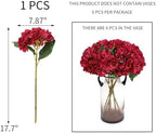 Kimura's Cabin 6Pcs Hydrangea Artificial Flowers Silk Hydrangeas,Dark Red - Image 2