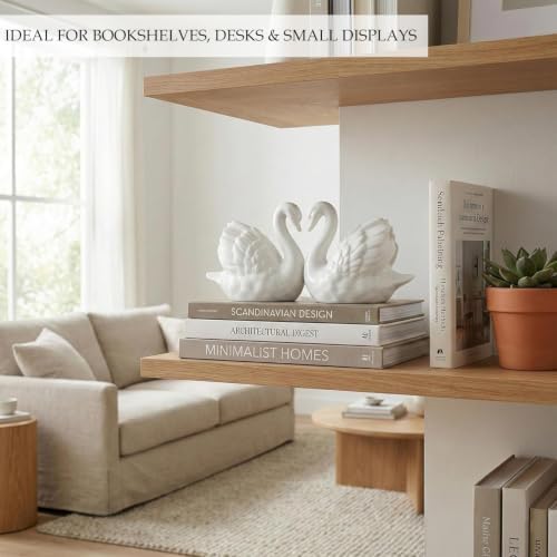 White Ceramic Swan Figurines Set of 2, Wedding Cake Topper Decor - Image 6