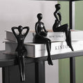 Quoowiit Black Thinker Statue Book Shelf Decor, Minimalist Modern Home Decor Collectable Figurines Office Desk Unique Coffee Table Decorations for Living Room 3 Piece by Quoowiit