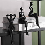 Quoowiit Black Thinker Statue Book Shelf Decor, Minimalist Modern Home Decor Collectable Figurines Office Desk Unique Coffee Table Decorations for Living Room 3 Piece by Quoowiit
