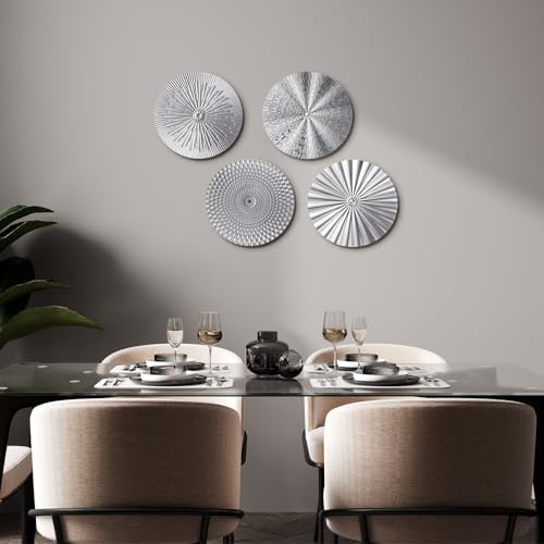 Hicarer 4 Pcs 12 Inch Silver Metal Wall Art Decor Modern Sunburst Decor - Image 2