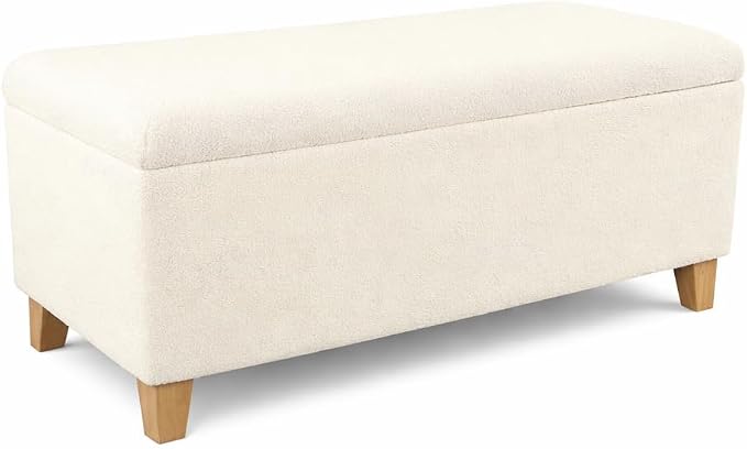 HomePop Storage Bench, Pearl Cream by HomePop