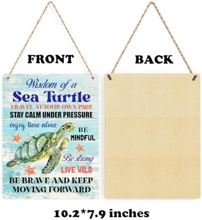 Sea Turtle Decor Inspirational Turtle Decor Plaque Signs Gifts for Turtle Lovers Gift Ideas for Friends Office Bedroom Living Room Home Beach House Nursery Wall Art Decor Wooden Hanging Sign 8x10 Inch - Image 7