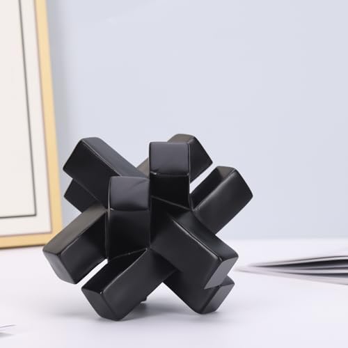 Black Knot Decor Knick Knacks for Shelves, Black Geometric Sculpture Statue Modern Decorative Objects Shelf, Black Home Décor Accents, Minimalist Bookcase Tv Stand Coffee Table Entrance Decor Objects - Image 6