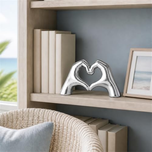 Silver Heart Hand Decorative Sculpture, Room Home Decor Aesthetics for Office, Living Room, Coffee Table, Dining Table, Center Entrance, entryway, TV Stand, Tabletop Decorations. - Image 6