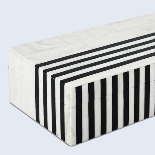 Handicrafts Home Black White Remote Control Box with Lid,10x4.5x2.5 In - Image 5