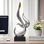 Silver Fire Flame Sculpture,Art Modern Abstract Statue,Shelf Accents Decor - Image 6