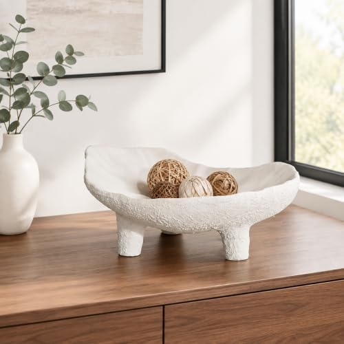 Braxio Decorative Bowl Organic Home Decor - Resin Key Tray for Entryway Table Modern Fruit Bowl for Kitchen Counter Centerpiece Catch All Bowls 10.5 x 9.3 x 4.7 Inch - Image 3