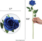 10pcs Blue Roses Artificial Flowers, Realistic Faux Rose with Long Stem - Image 4