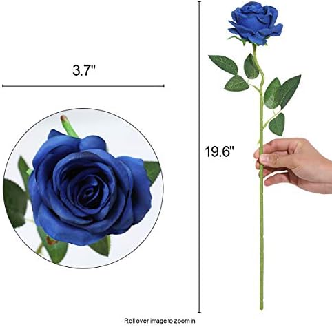 10pcs Blue Roses Artificial Flowers, Realistic Faux Rose with Long Stem - Image 4